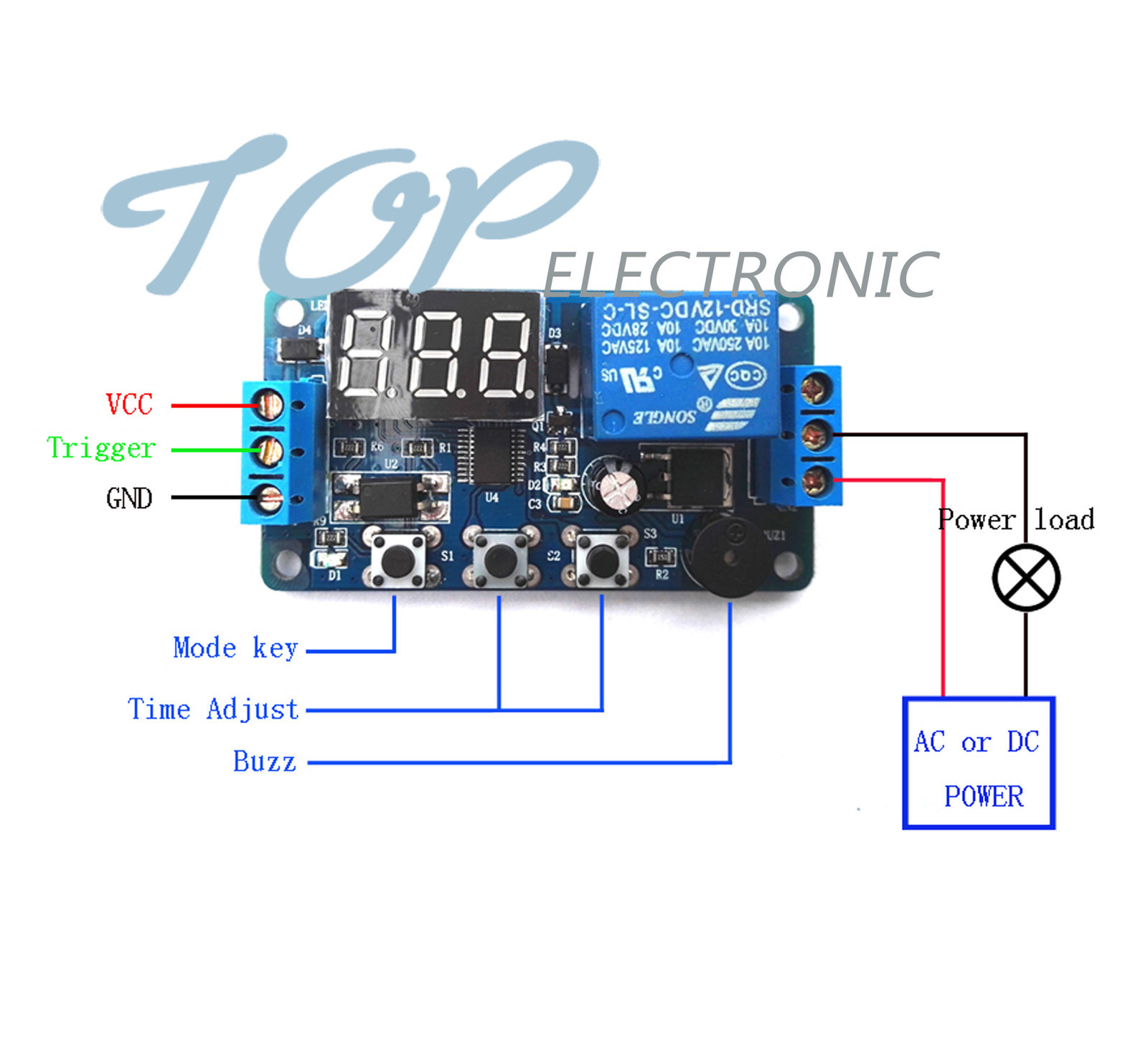 12V Programmable timer relay module Delay Timer Control Switch with LED