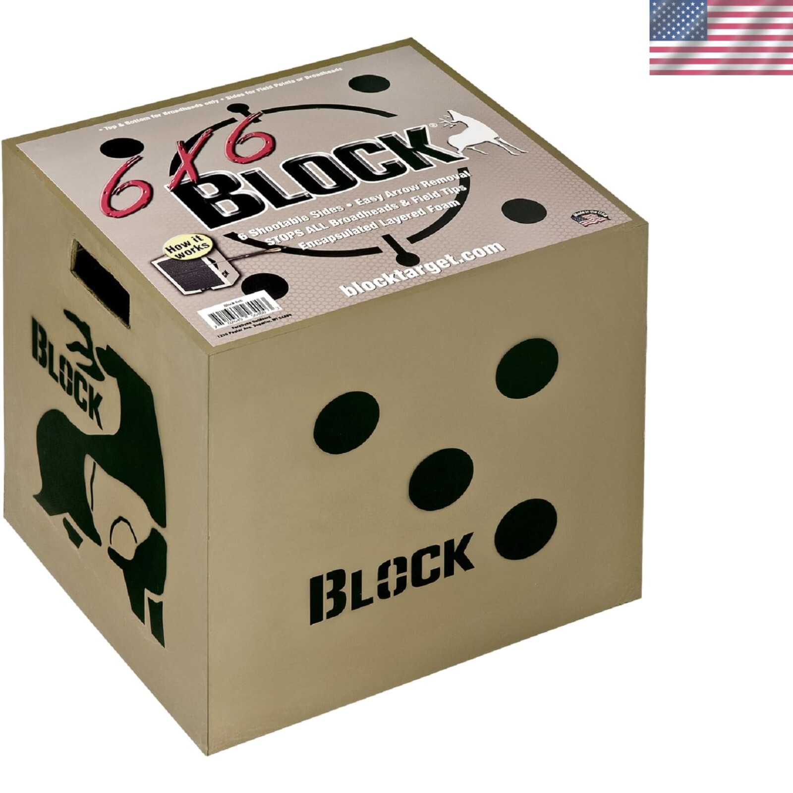Block 6-Sided Archery Target - Lightweight, Portable, Ideal for Hunting Practice