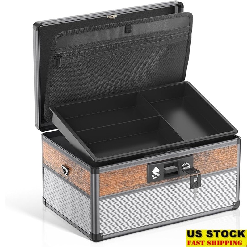 Lockable Medicine Storage Box Aluminum Alloy Organizer Portable Safe Travel Use