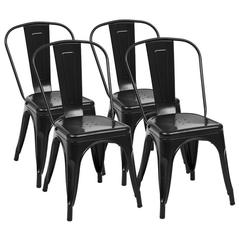 Metal Dining Chairs Set of 4 18 Inch Stackable Bar Chairs Modern Restaurant