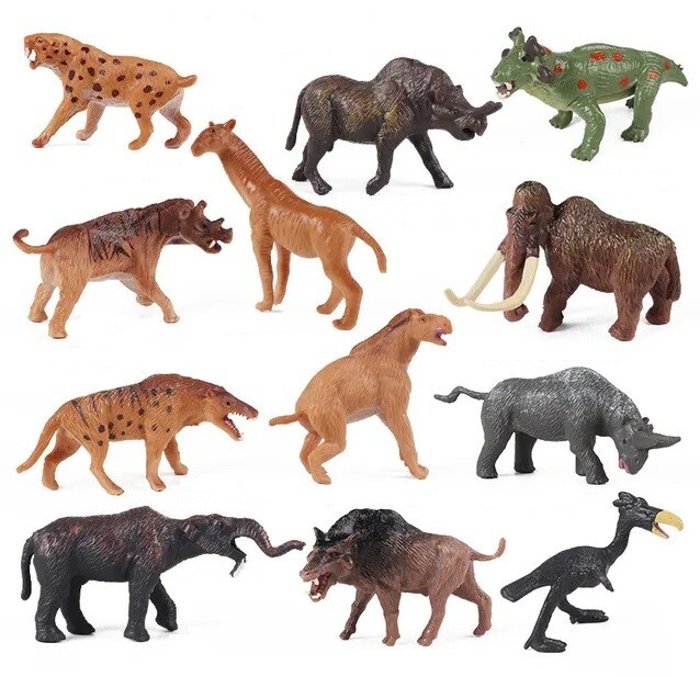 12pcs Mammoth Hyaenodon Animal Toy PVC Action Figure Doll Kids Toys Party Gifts