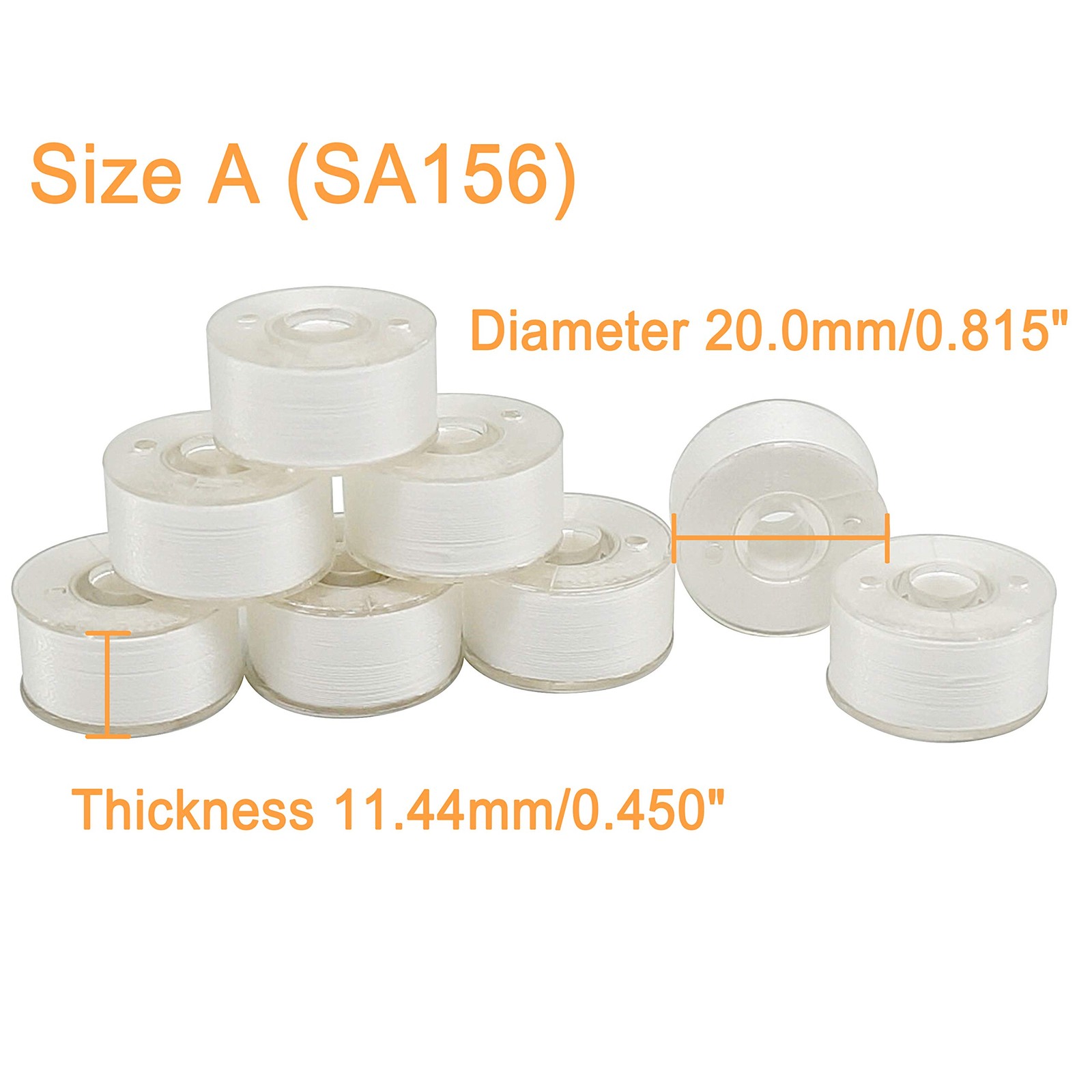 144pcs White 70D/2(60WT) Prewound Bobbin Thread Plastic Polyester