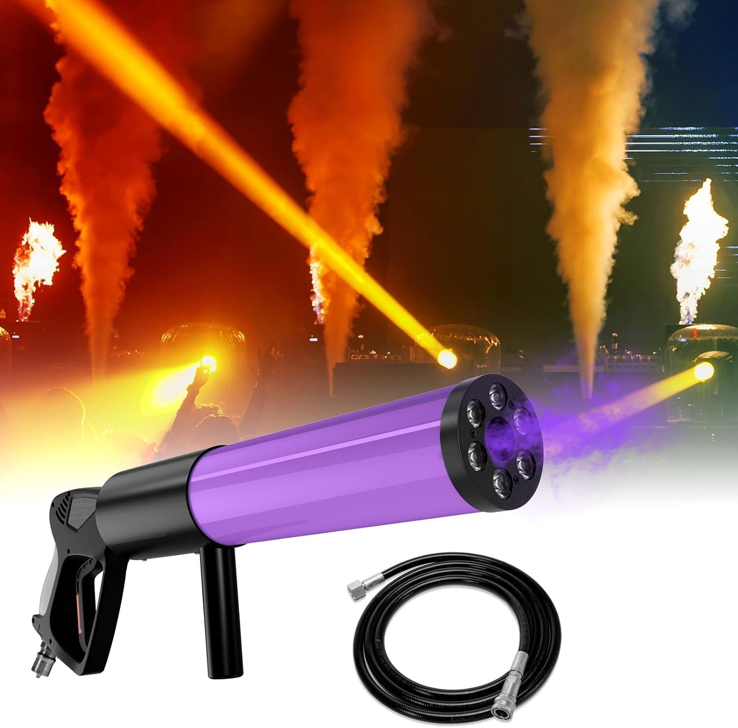 Handheld CO2 Jet Blaster, CO2 Cannon Smoke Machine with RGB LED Lights