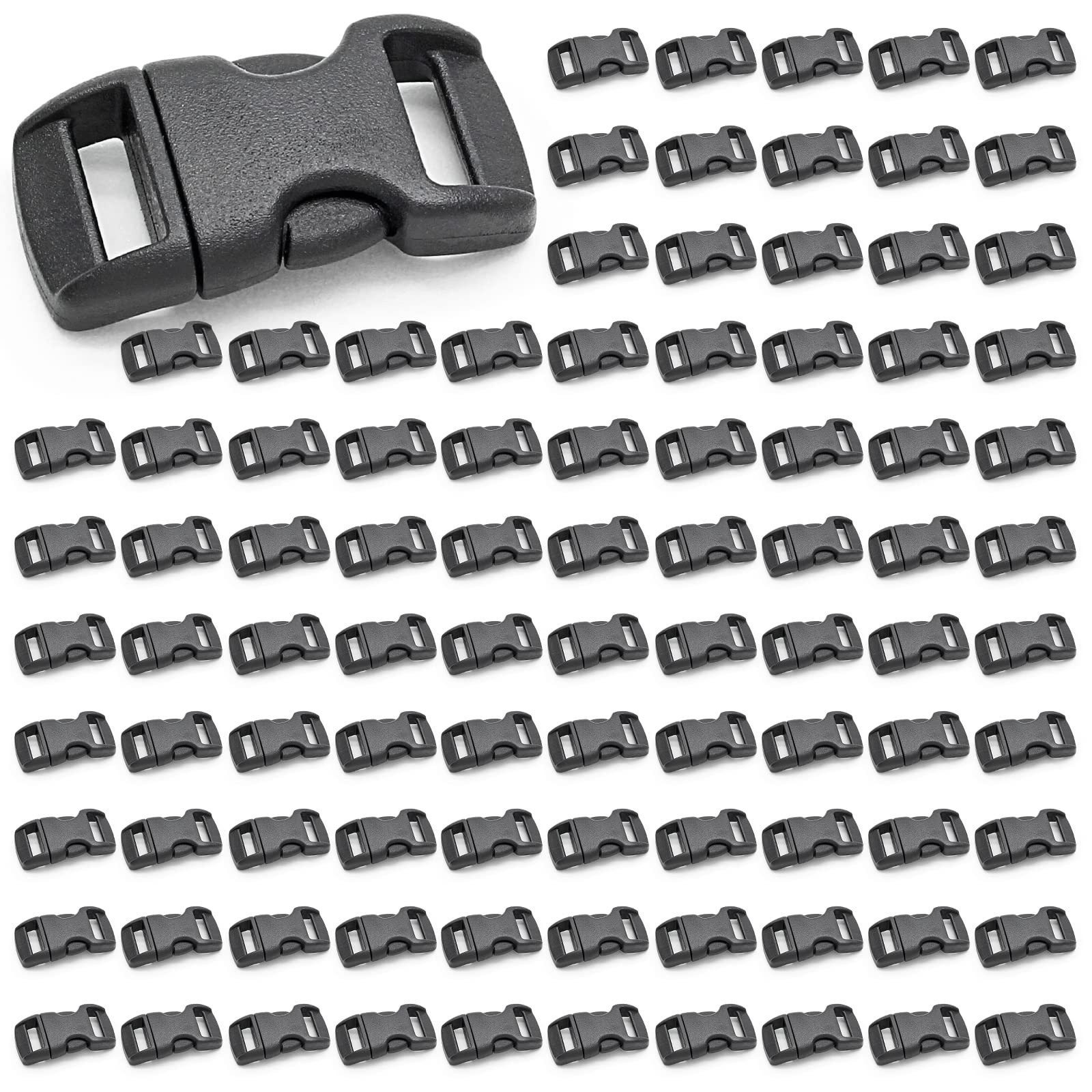 Litoexpe 100 Pieces 3/8 Inch Quick Side Release Plastic Buckle, Heavy Duty Pa...