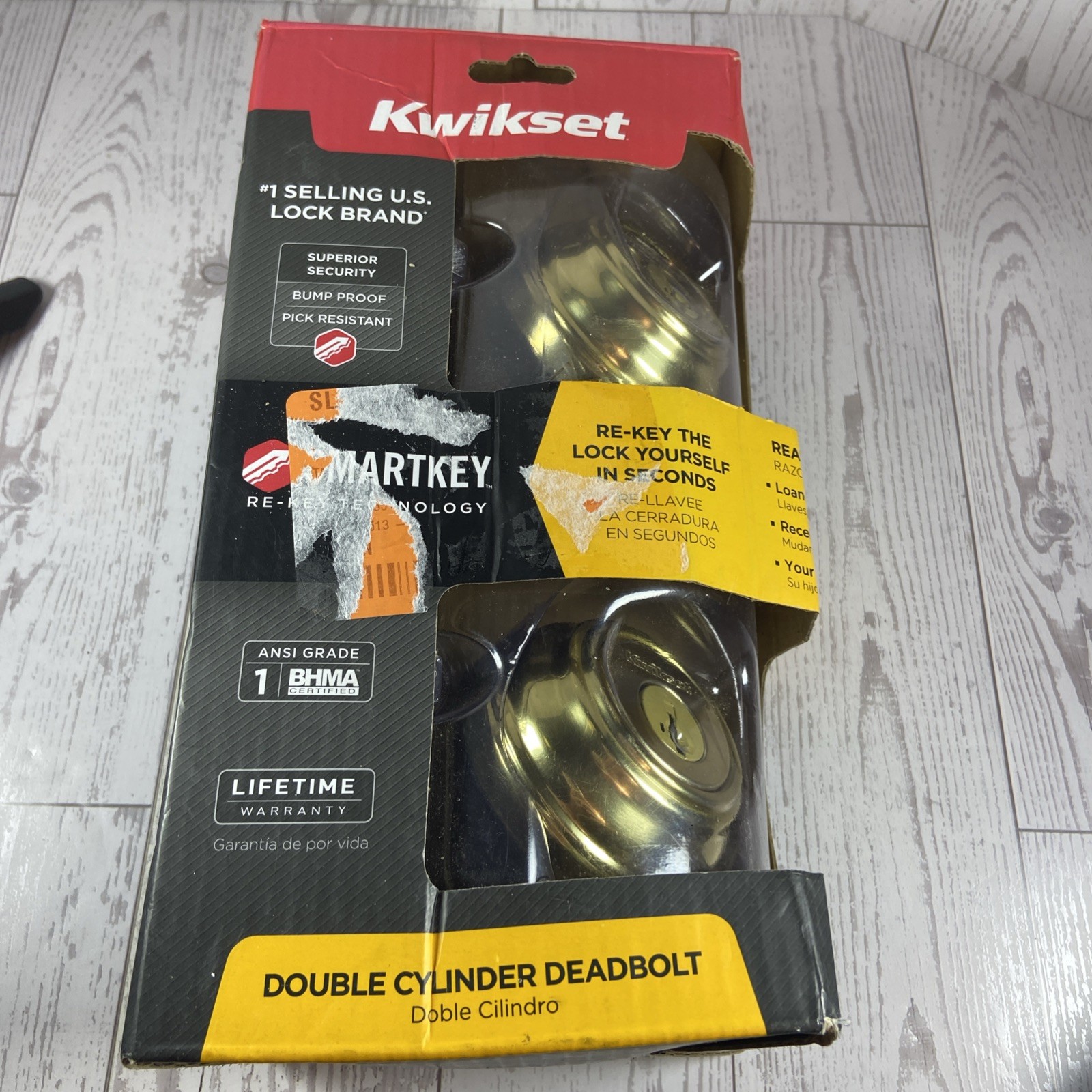 Kwikset Double Cylinder Deadbolt Polished Brass Keyed Entry Bump Proof