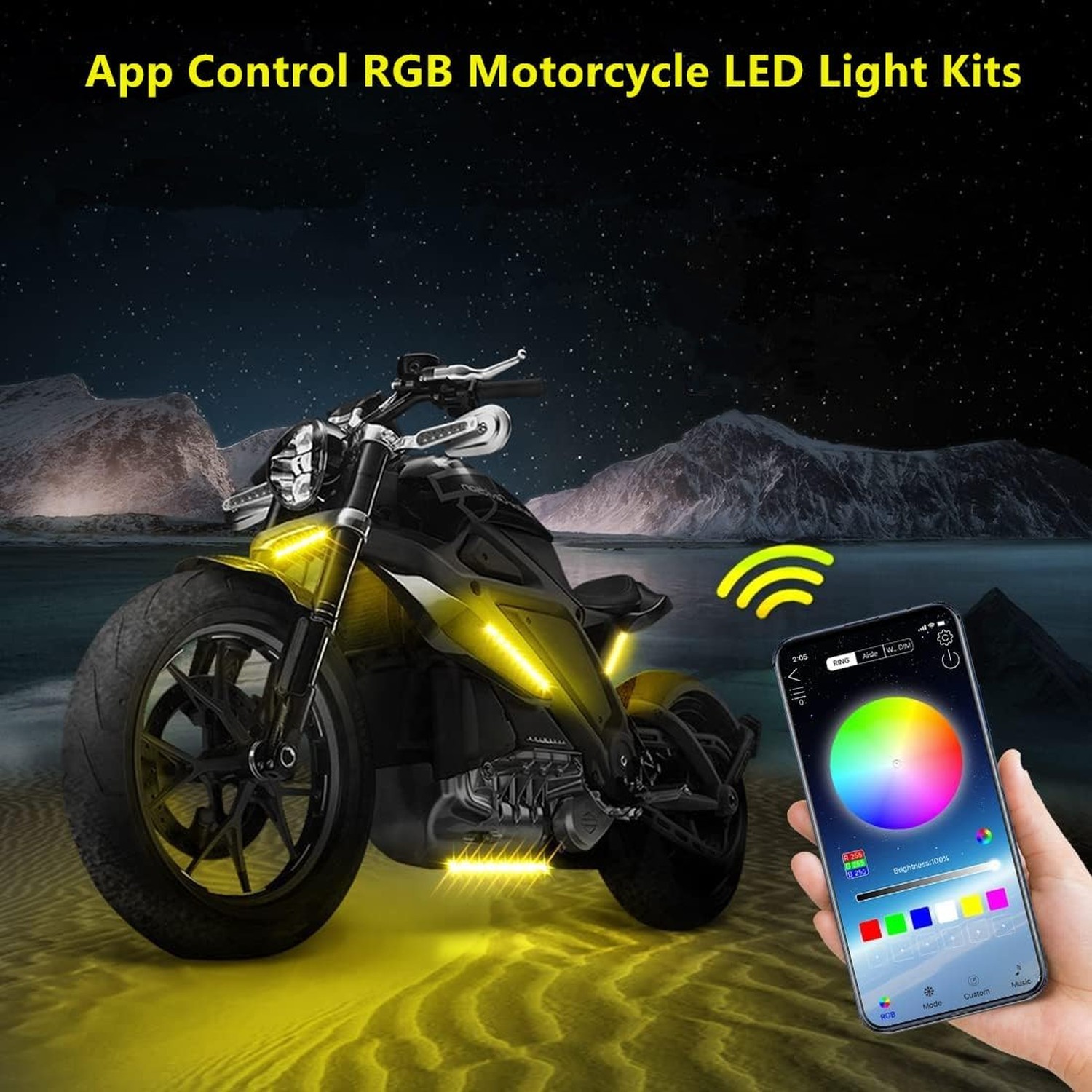 6 Pcs Motorcycle LED Light Kits, App Control Multicolor Waterproof Motorcycle...
