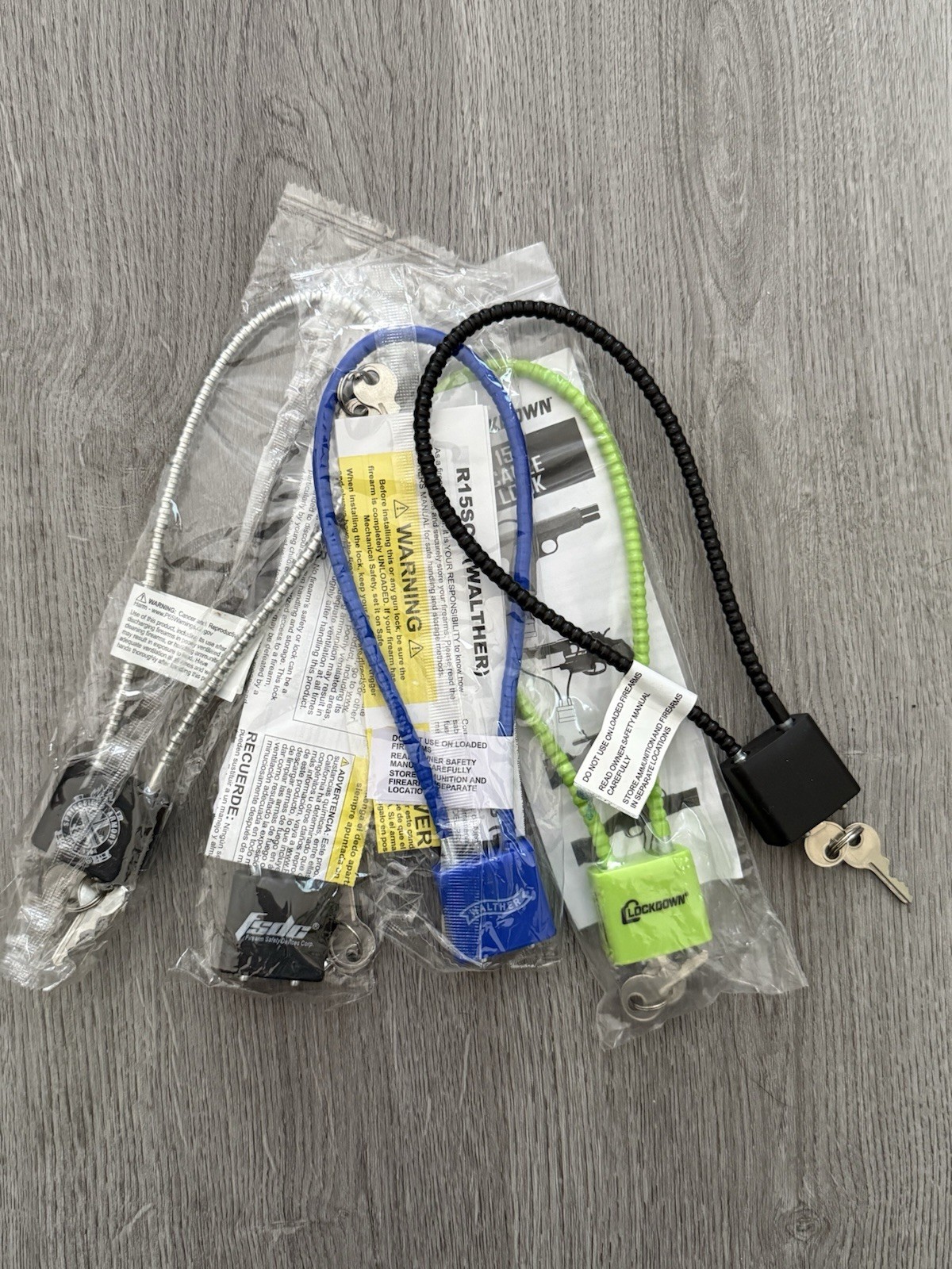 Gun Cable Locks with Keys - Lot of 5