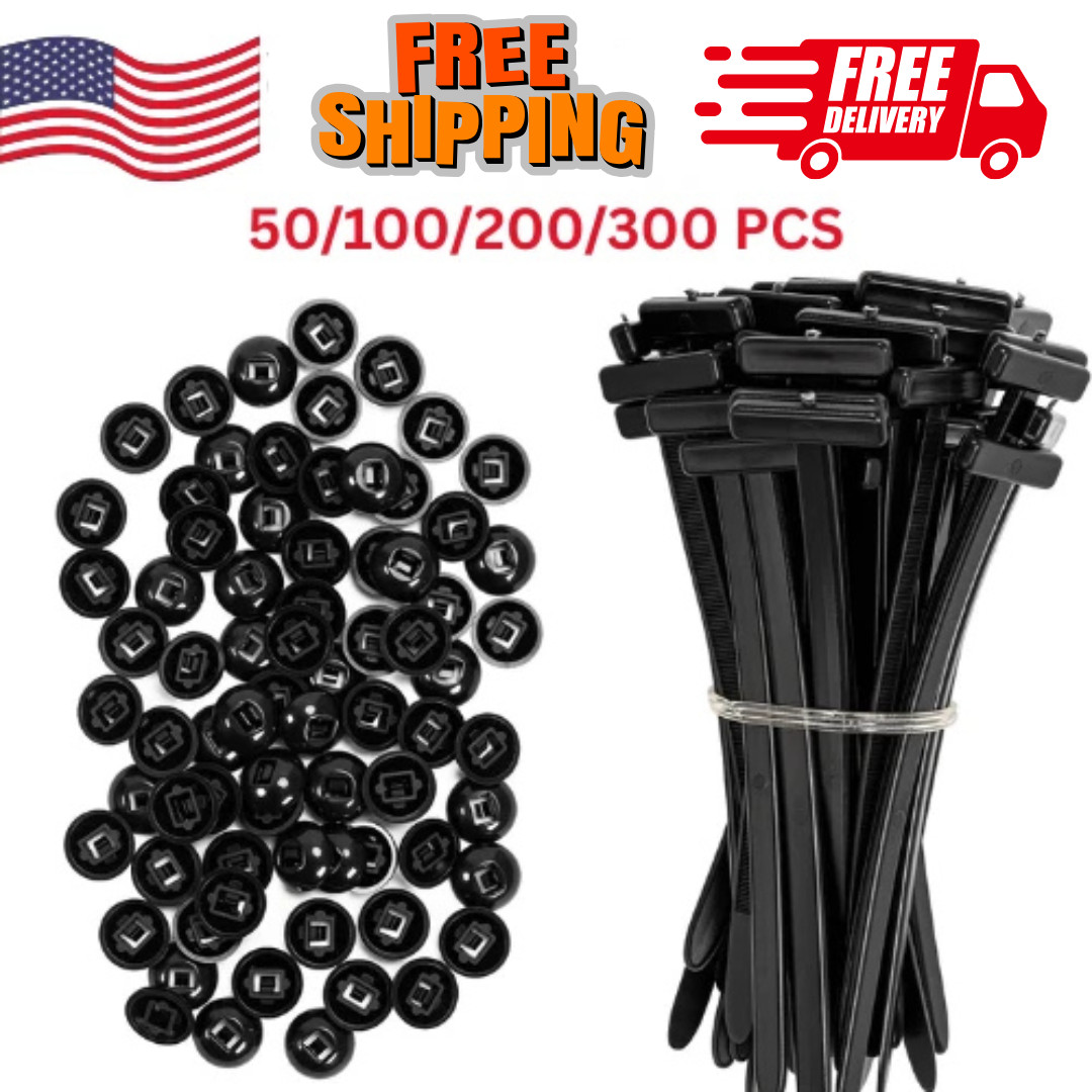 50pcs Nylon Universal Cable Tie Buckle Heavy Duty Self-Locking Free Ship