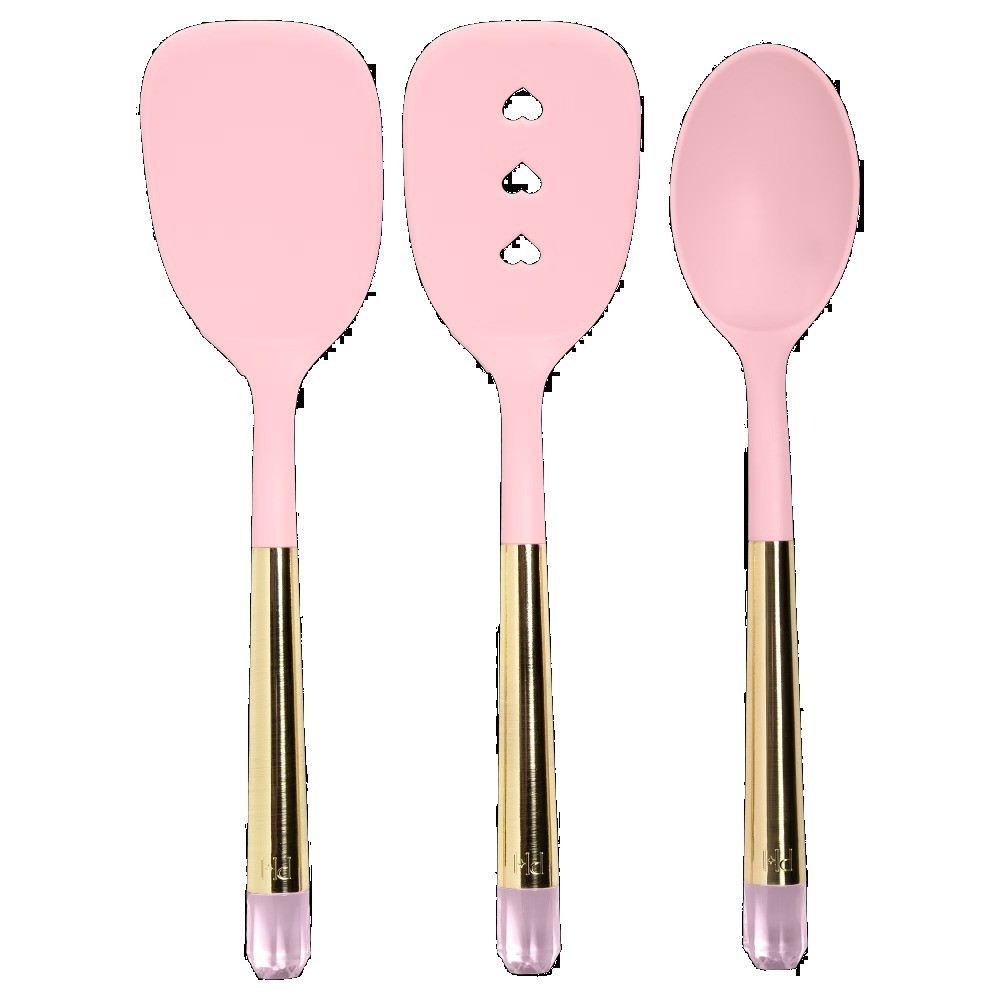 Pink Kitchen Utensil Set 3 Piece with Jewel Shaped Handles