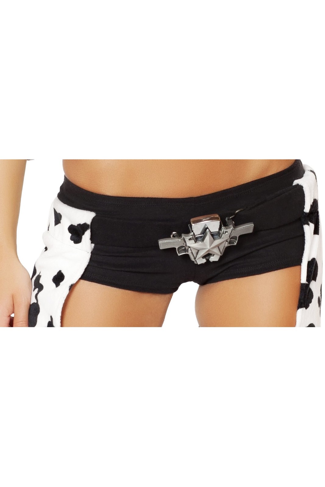Adult Women Costume Clubwear Accessory Double Gun Belt Buckle Trim Star Detail