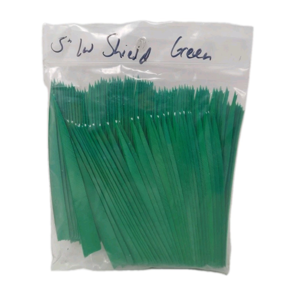 100pk Archery Arrow Feathers 5" Left Wing: Shield Forest Green