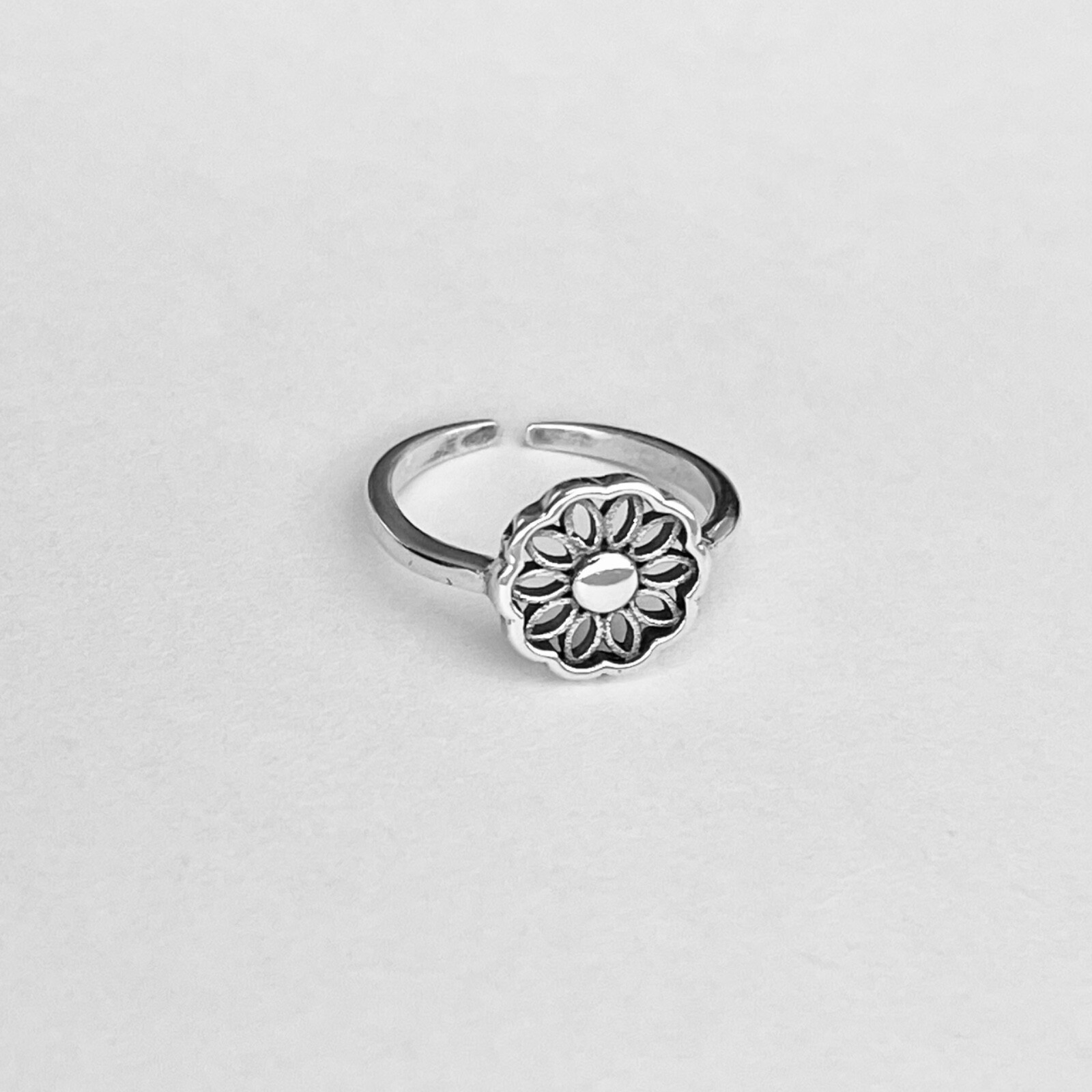 Sterling Silver Mandala Toe Ring, Flower Ring, Silver Rings