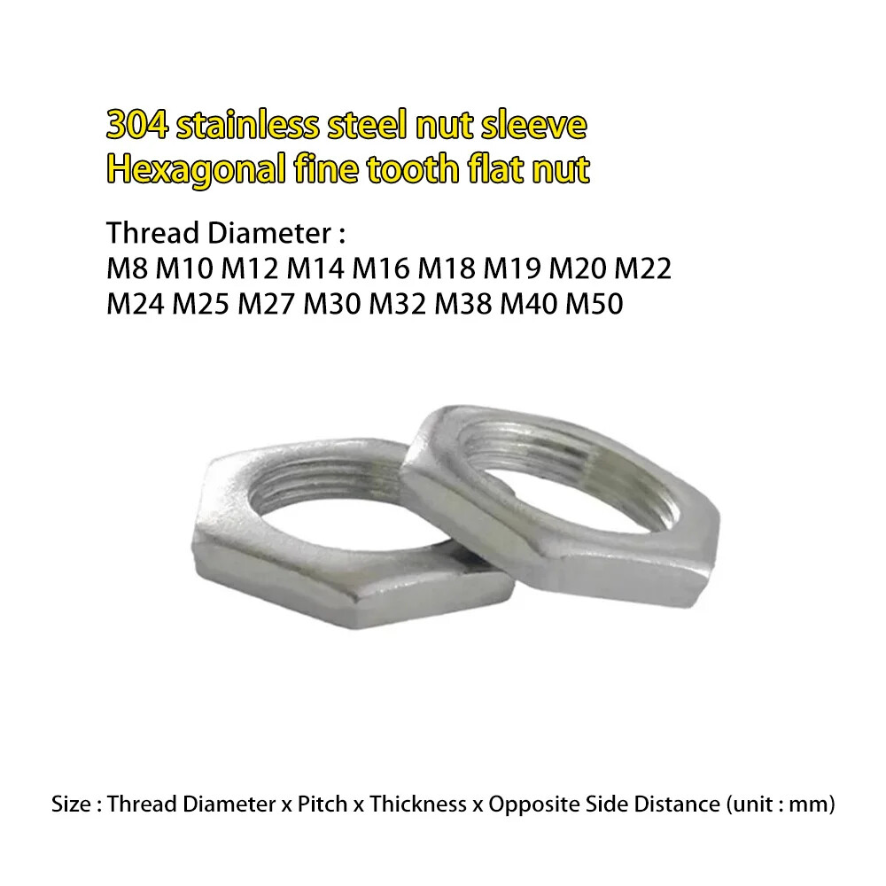 SUS304 Hexagonal fine tooth nuts sleeve M20 M22 M24 M25 M27 M30 M32 M38 M40 M50
