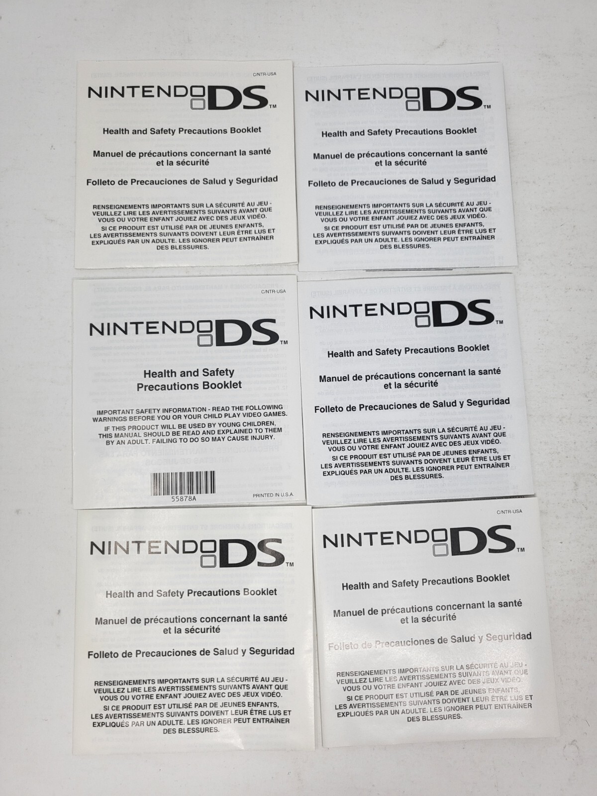 Nintendo DS Health and Safety Booklets Inserts Lot of 6
