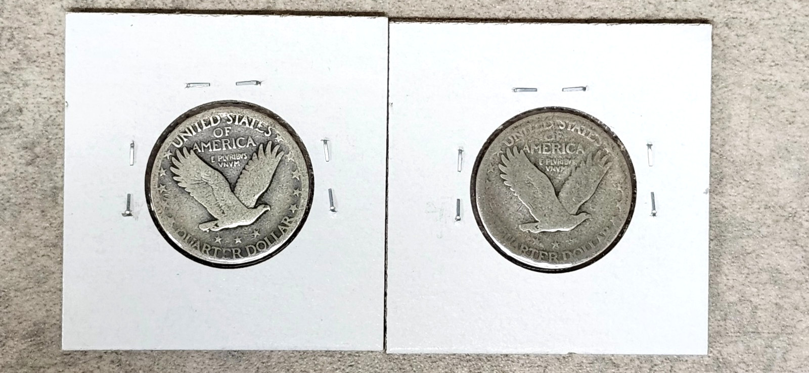 2 Coin Lot - 1927-D & S Standing Lib. Quarters - Better Dates - Decent Grade