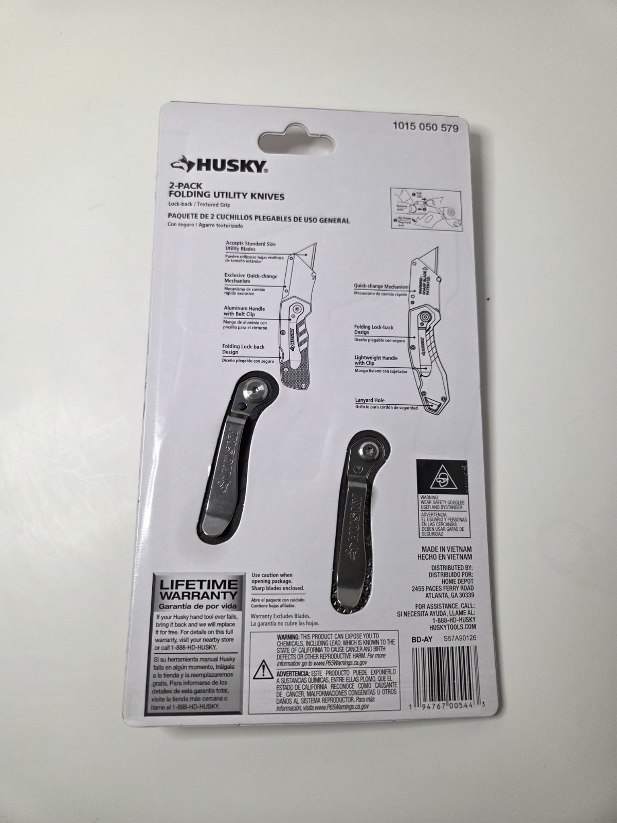Husky 2 Pack Folding Utility Knives New