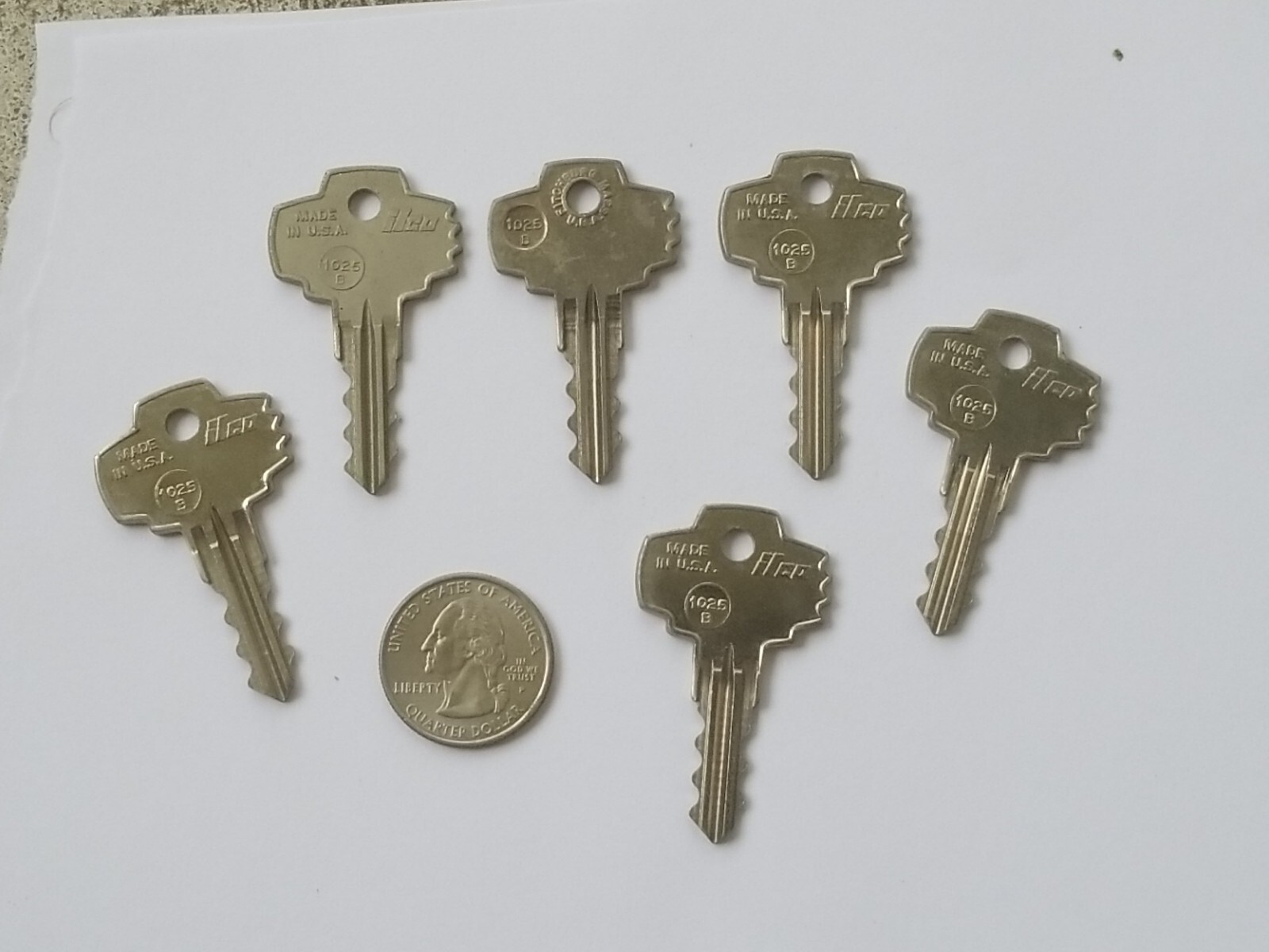 Vintage Ilco 1025 B Keys, Set of 6 - Locksmith Nickel Finish