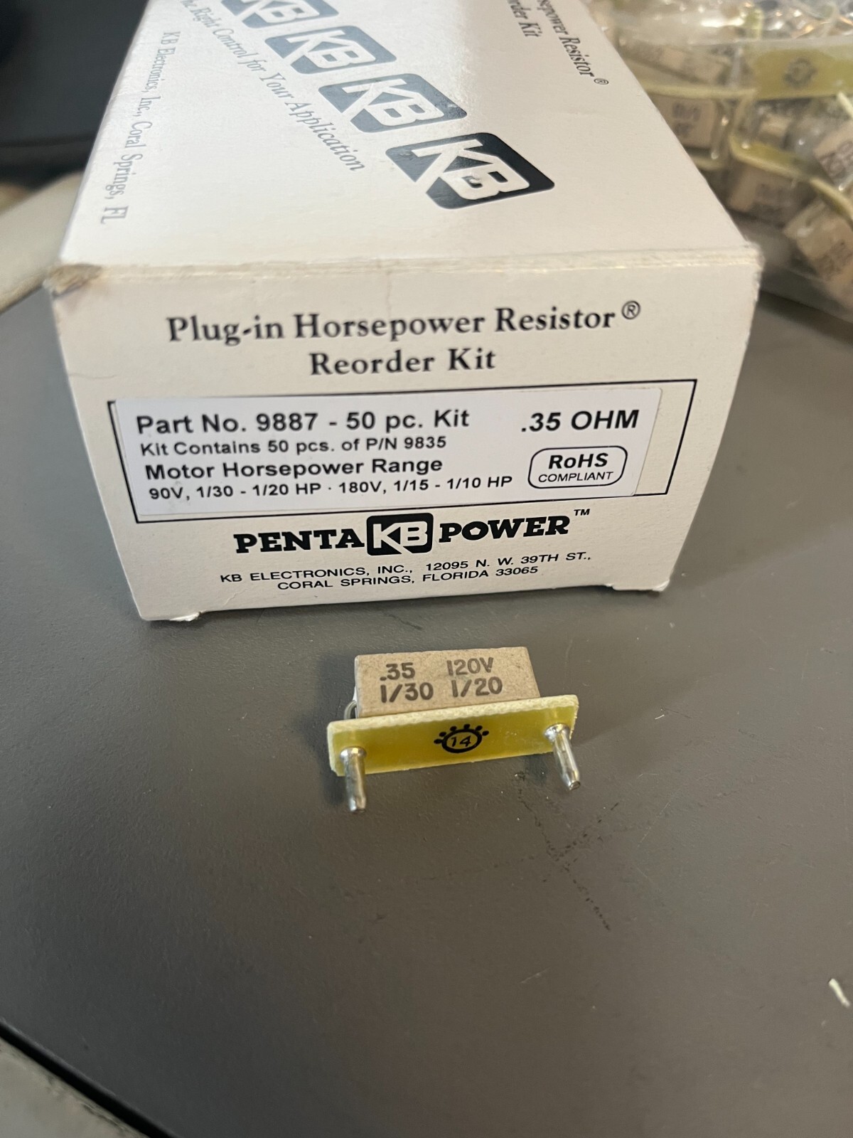 KB Electronics KB-9835 horsepower resistor 1/30-1/20hp at 90-130vdc