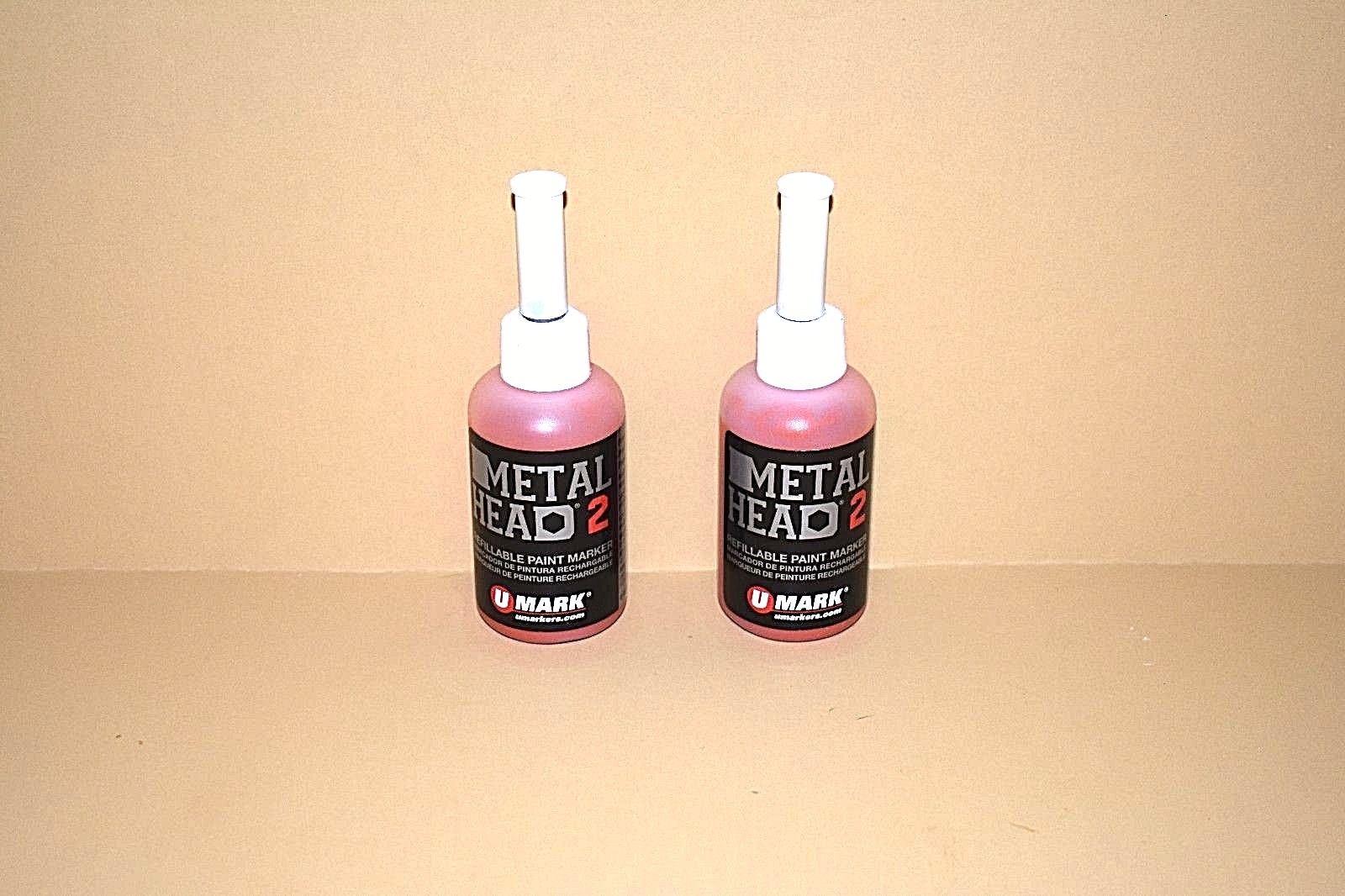 2 Metal Head2 Paint Marker Orange 2 Oz Auto Salvage Industrial Junk Yard Crafts