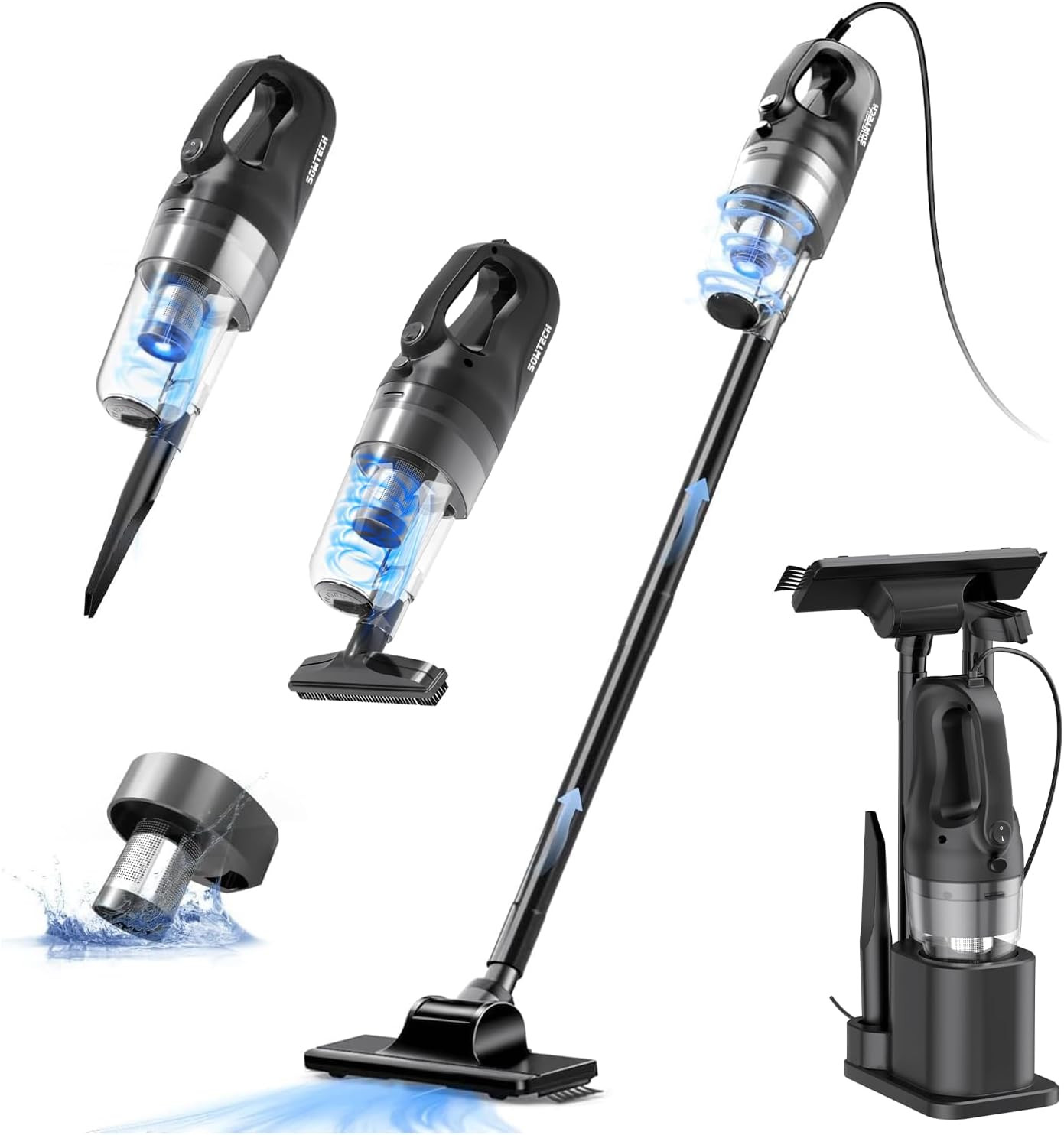 Corded Vacuum Cleaner, Super Power Suction Stick Vacuum Cleaners for Home, 6-In-