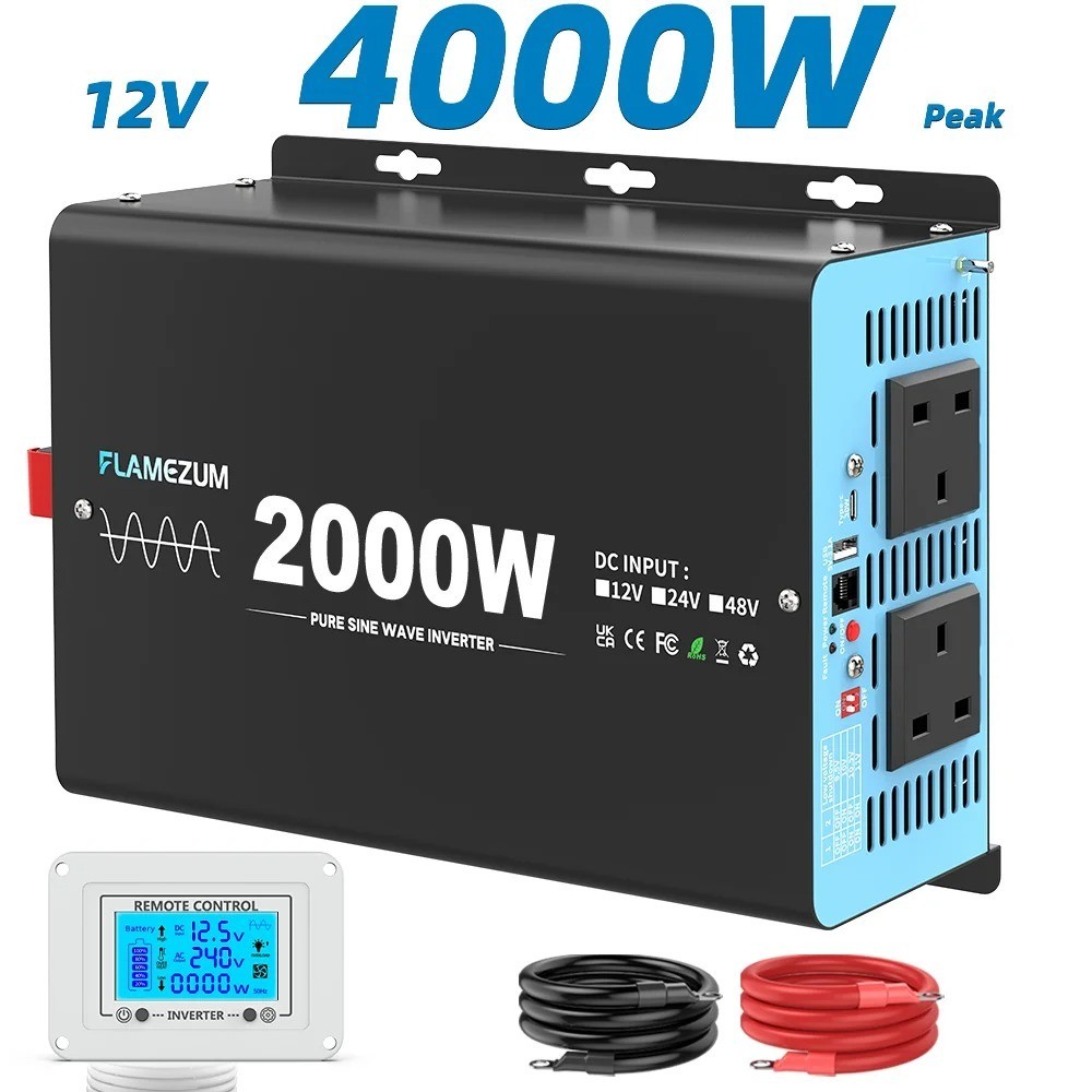4000W Pure Sine Wave Power Inverter 2000W Converter 12V to 240V USB Truck Remote