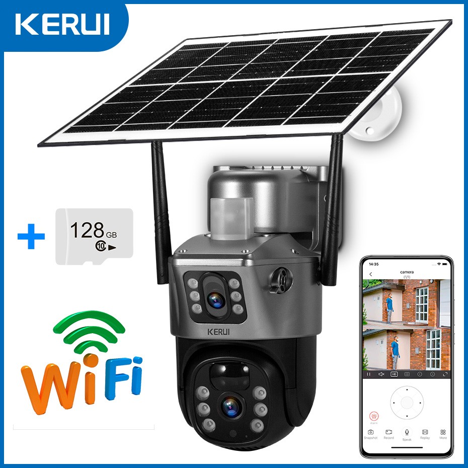 4MP Dual Lens WiFi Solar Camera Wireless Outdoor CCTV PTZ Home Security System