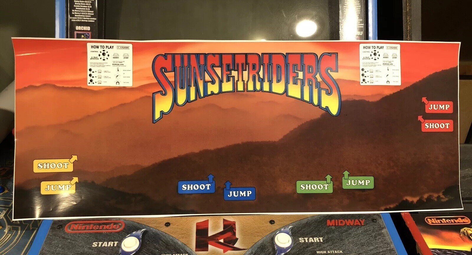 Sunset Riders Arcade Control Panel Overlay CPO Decal Sticker Konami