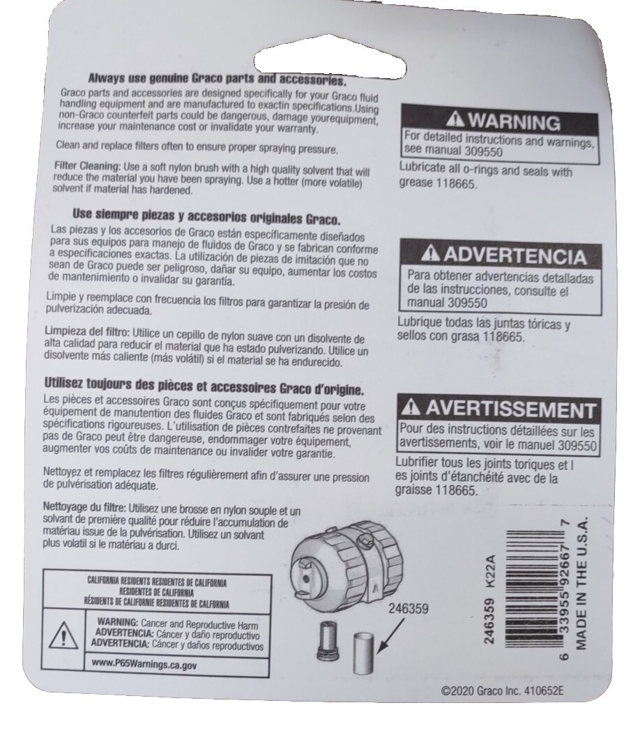 Graco Fusion Gun Filter 80 Mesh 10 pack 246359