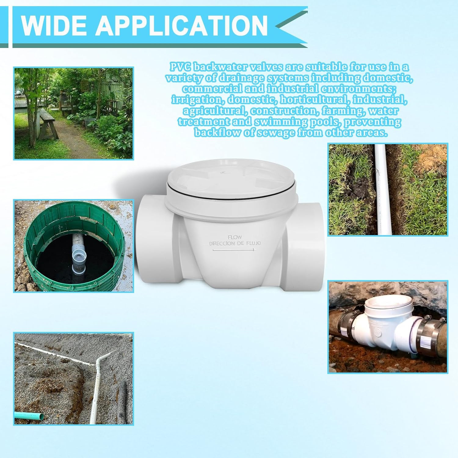 4" Backflow Preventer Valve,4 Inch Backwater Check Valve, Drain Backflow Prevent