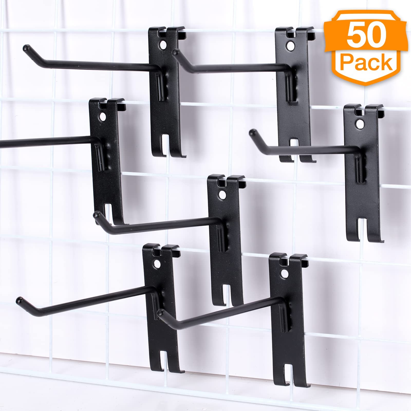 50 Pcs 4/6/8/10 Inch Gridwall Hooks Gridwall Peg Hooks Black Wall Grid Access...
