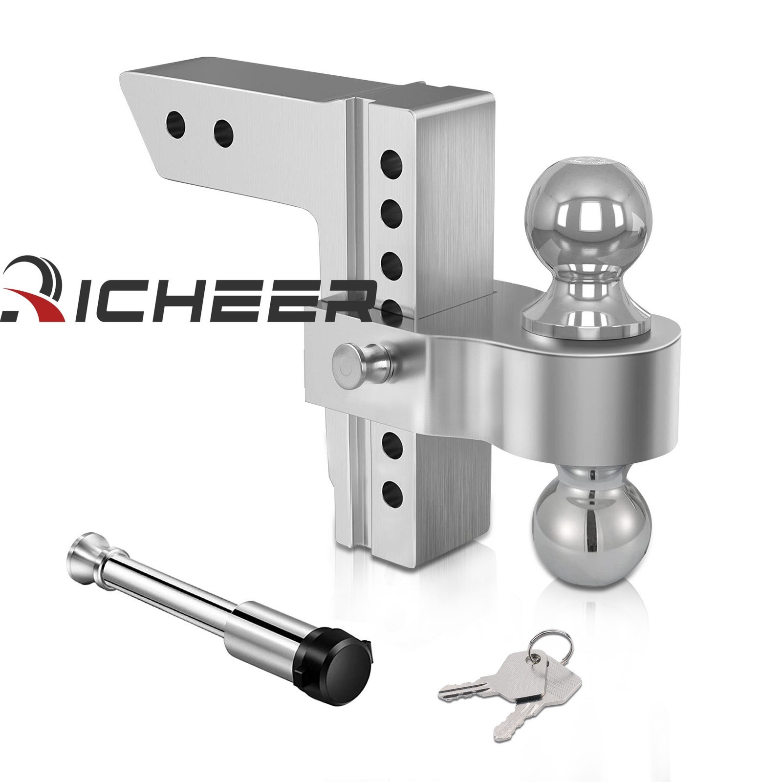 Adjustable Trailer Hitch Fits 2.5" Receiver 6" Drop/Rise Aluminium Locks