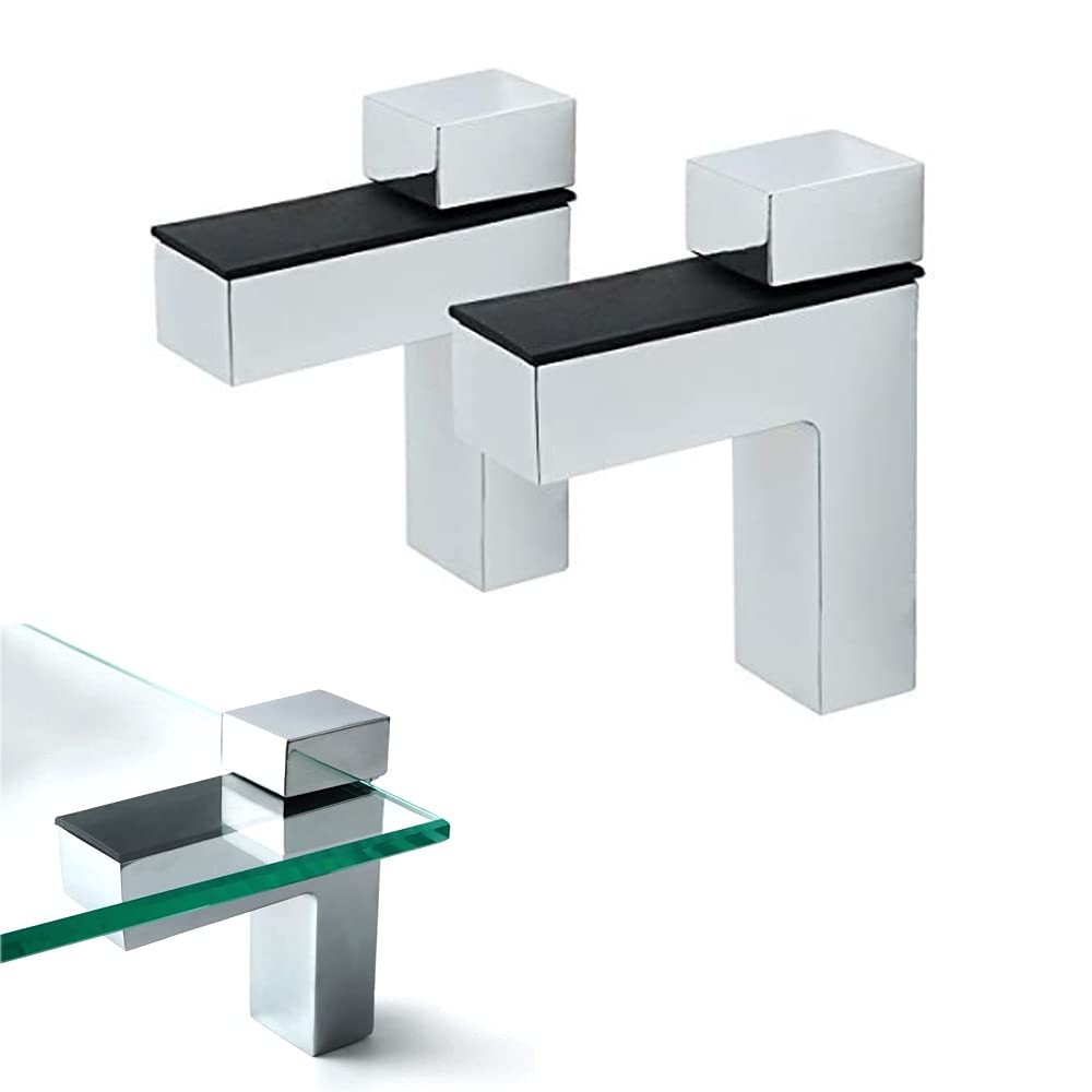 Adjustable Metal Shelf Brackets Wall Mount for Wood Glass Chrome 2 Pack