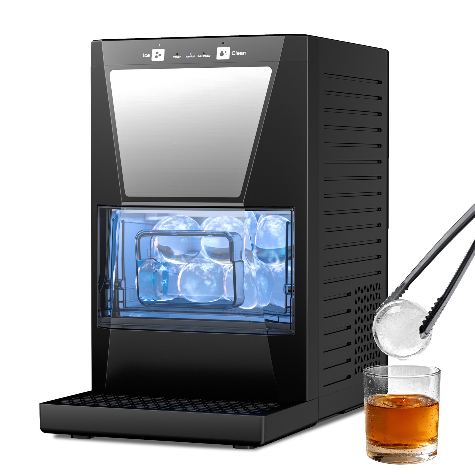 2" Clear Ice Ball Maker Machine Countertop Sphere Ice Maker for Whiskey Cocktail