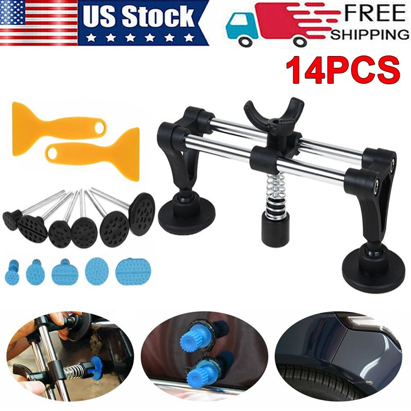 Car Paintless Dent Puller Tabs Bridge Lifter Body Repair Hail Removal Tool Kit.