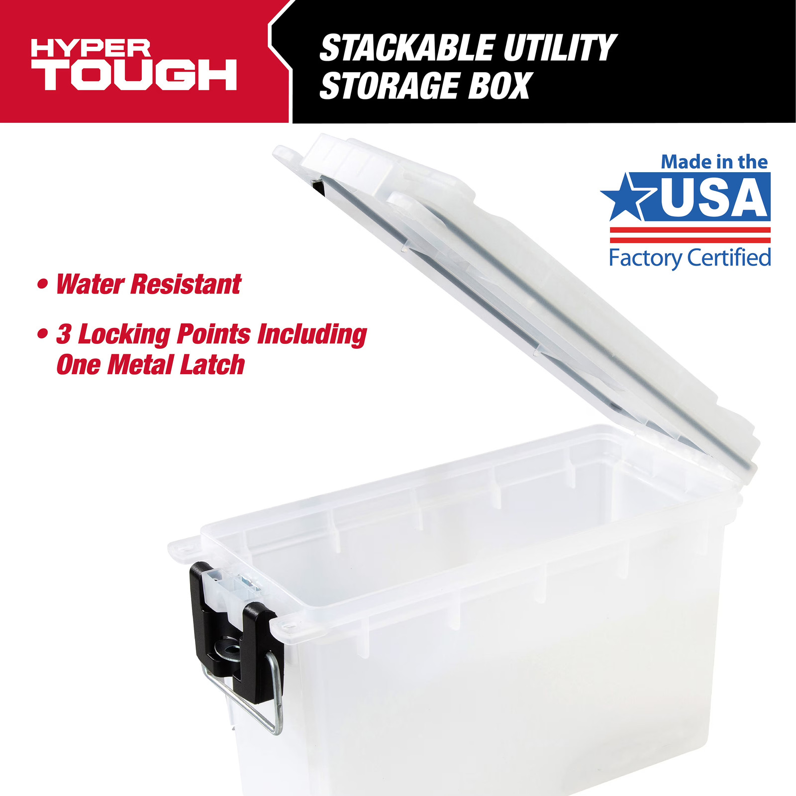 Locking Stacking Utility Tool Box Durable Plastic Storage