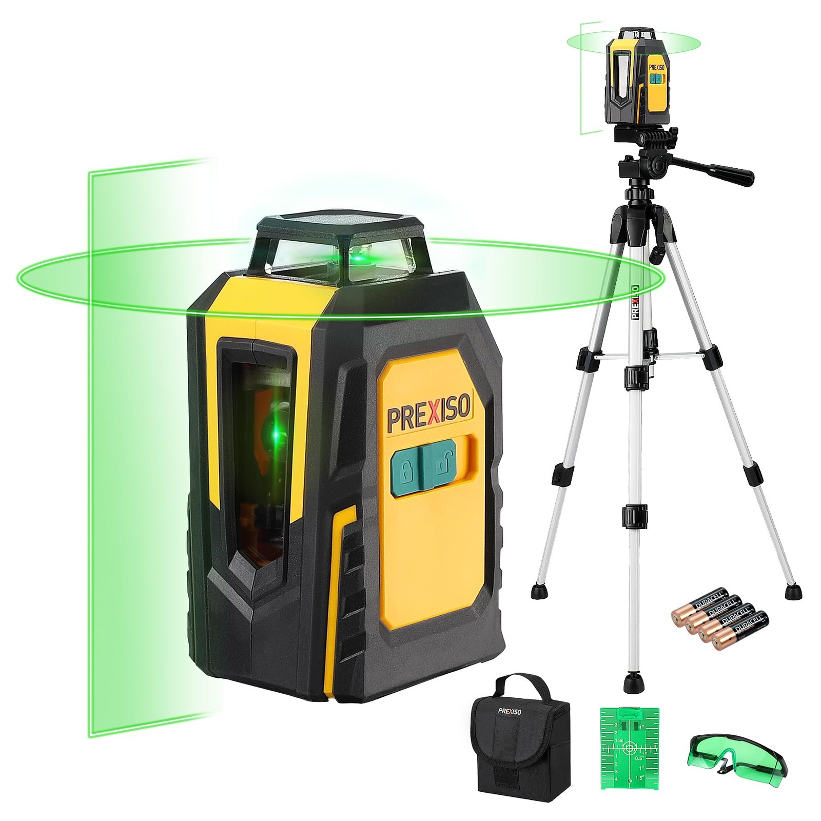 Prexiso 360 Laser Level Tripod 100Ft Self Leveling Cross Line Laser- Green