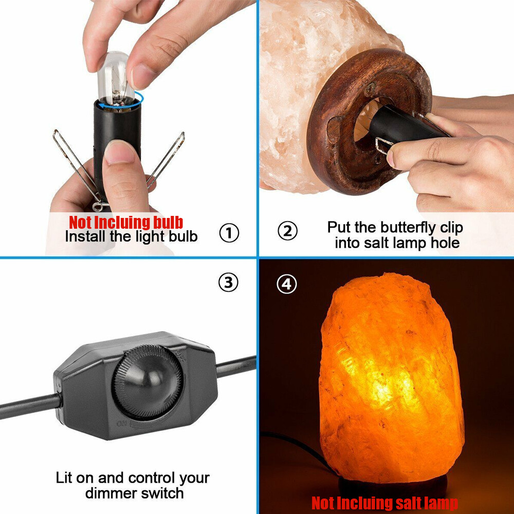 2PCS 6FT Salt Lamps Replacement Cord with Dimmer Switch E12 C7 Socket US