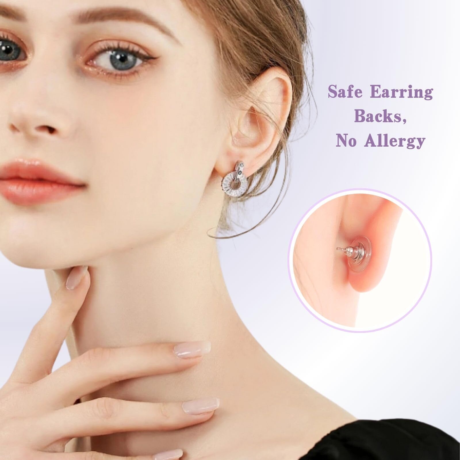 120Pcs Earring Backs Clutch Ear Locking w/ Pad for Studs Fishhook Heavy Earrings
