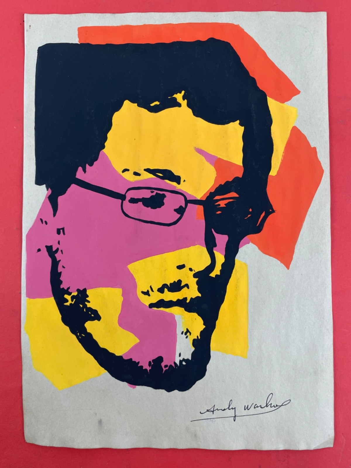 Andy warhol Drawing on paper (Handmade) signed and stamped