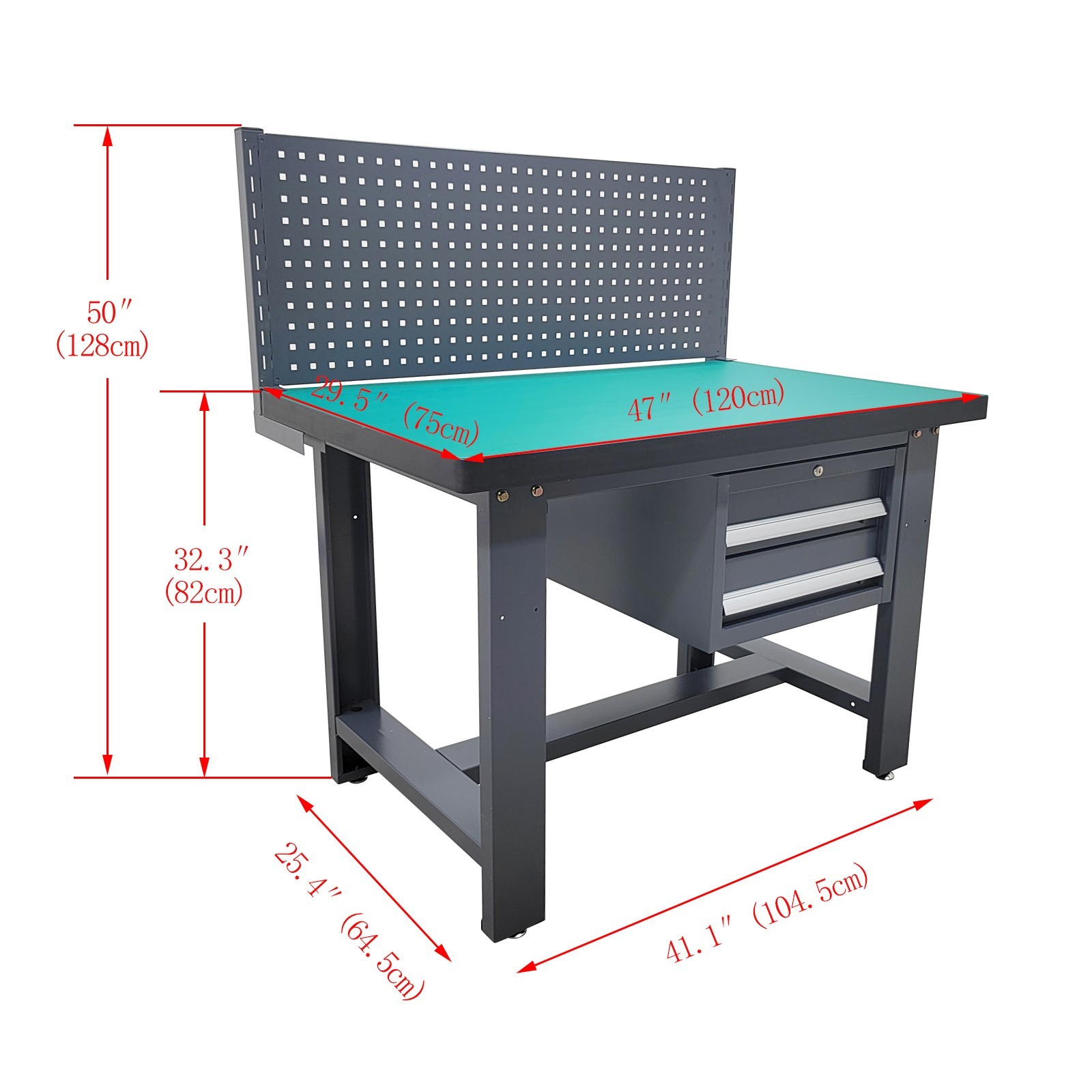Assembly Line Work Table 47"*29.5" Anti-static Workbench 2200lbs Load 2 Drawers