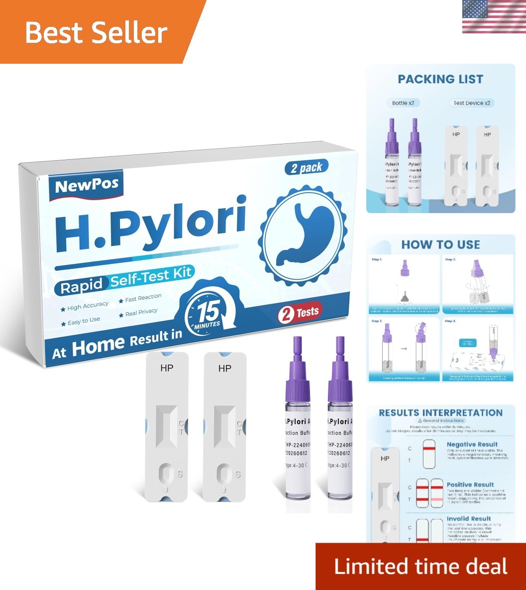 Home H Pylori  - 2 Tests, Quick 10-15 Min Results, User-Friendly Design
