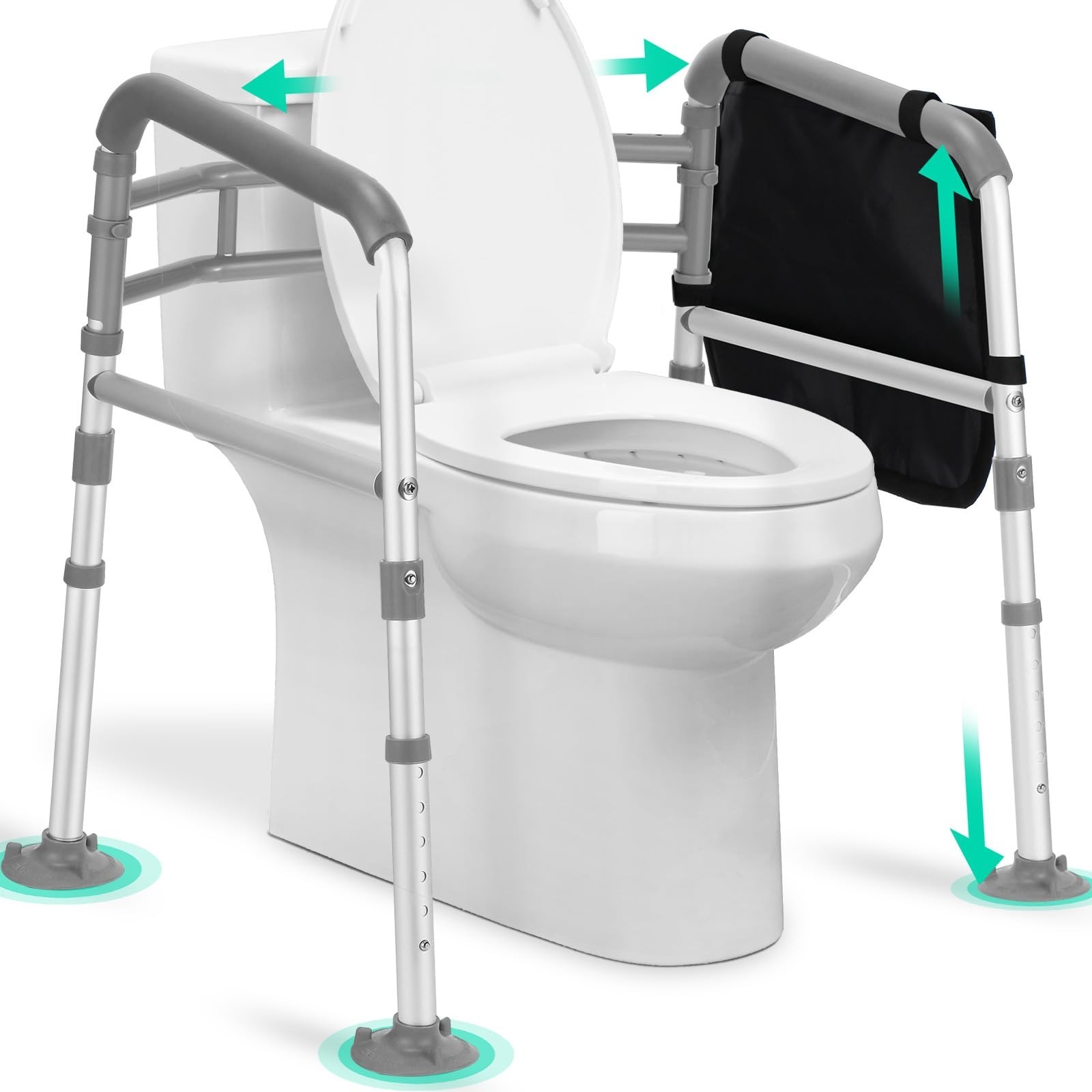 TABEKE Toilet Safety Rails for Seniors, Adjustable Height & Width Toilet Safe...