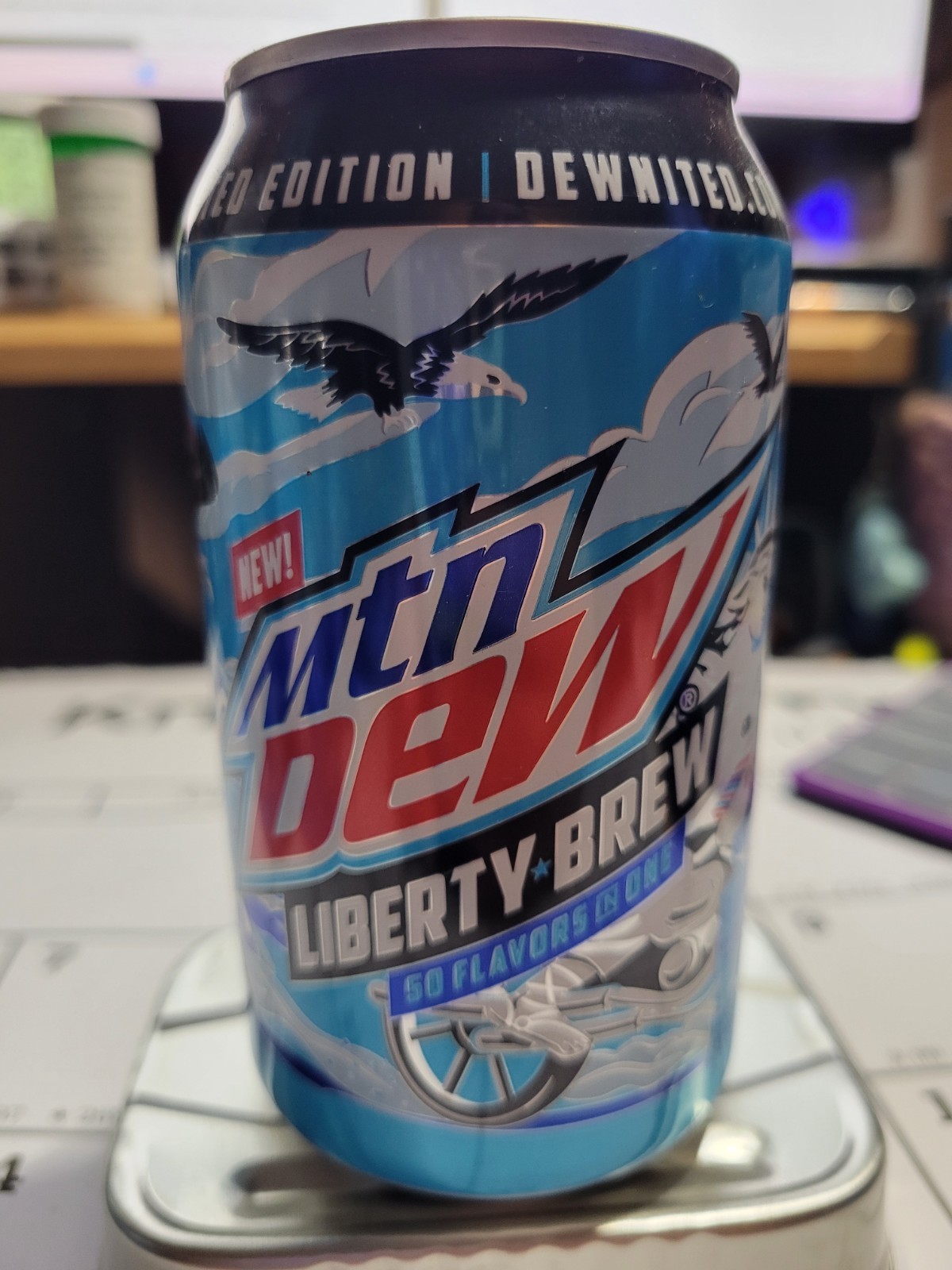 (Discontinued) 2019 Mtn Dew Liberty Brew - unopened can of Mountain Dew