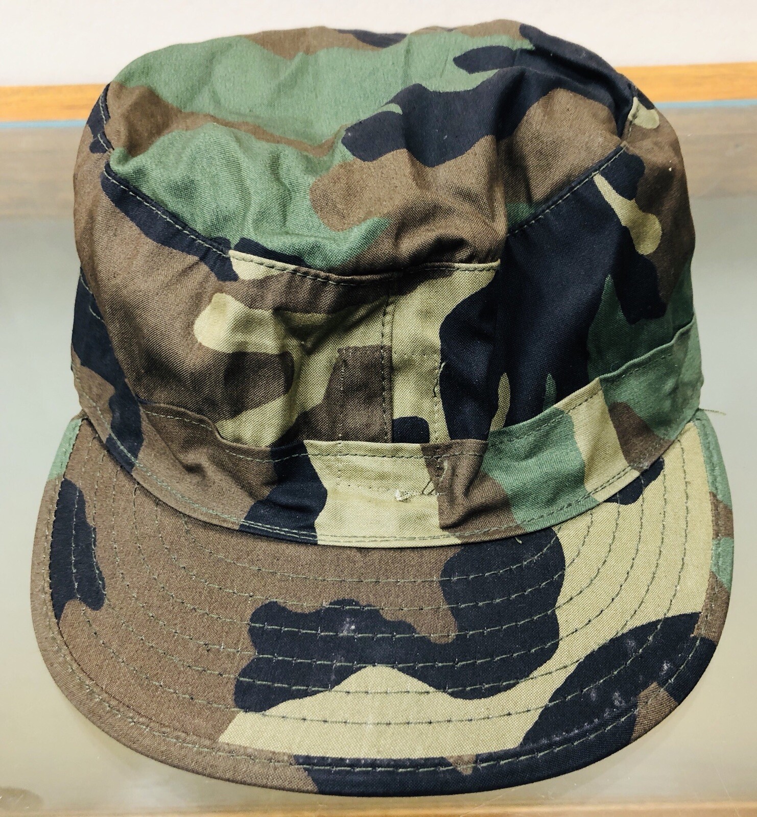 US Army Cap Woodland Camo Pattern Class 1 Size 7-1/4 Ear Flaps 8415-01-084-1686