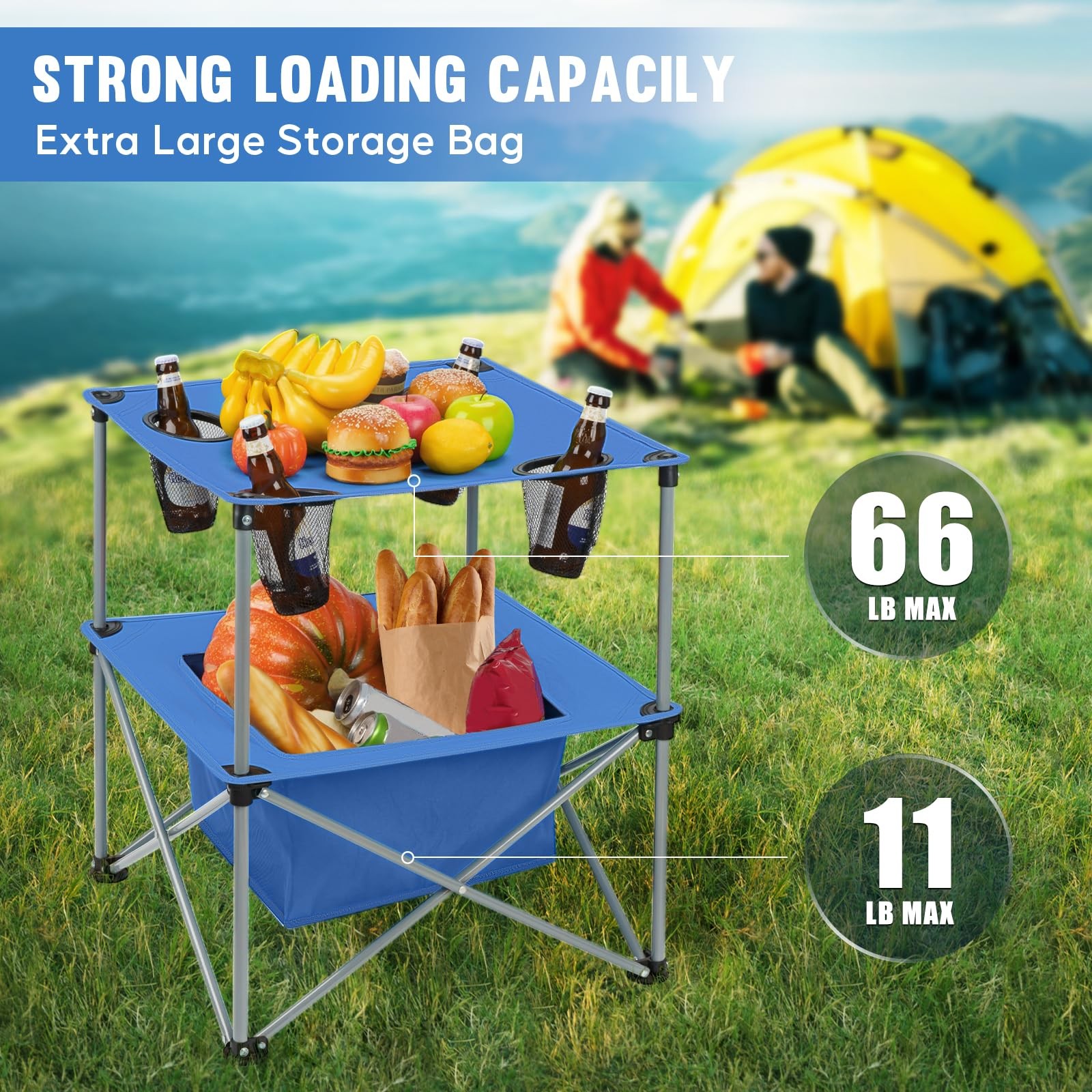 Folding Camping Table, Portable Outdoor Picnic Table, Rectangular Lightweight