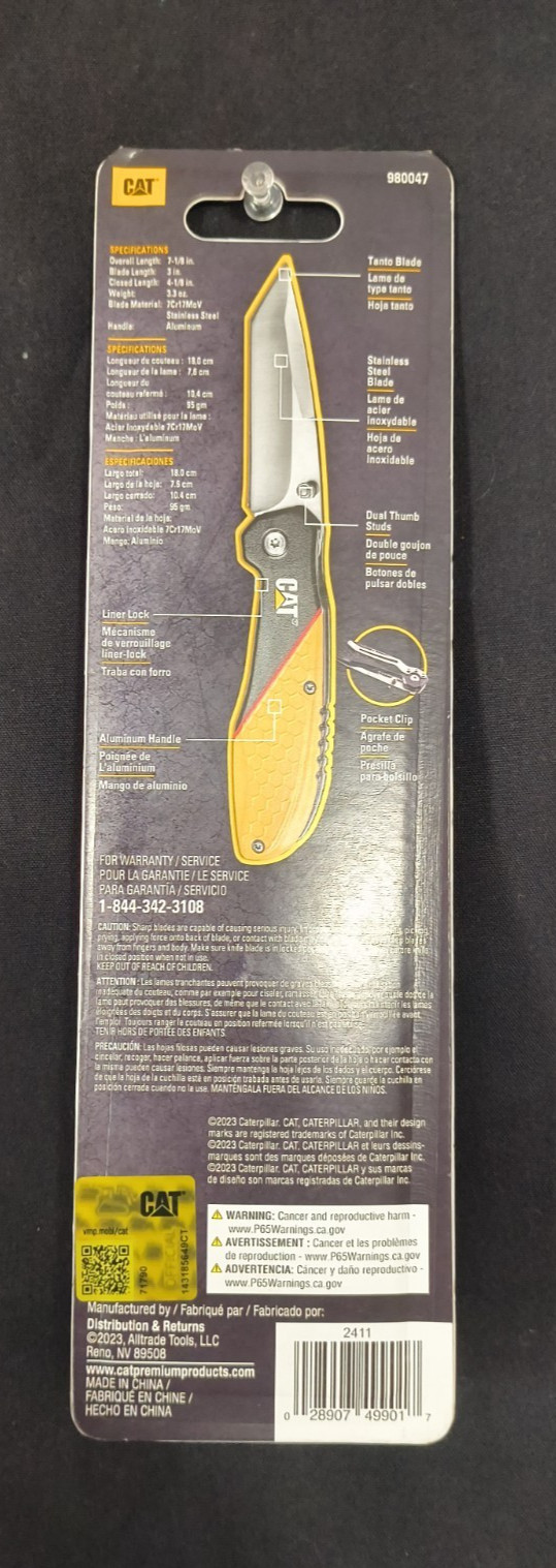 Cat 7 Inch Drop Point Folding Knife - 980047