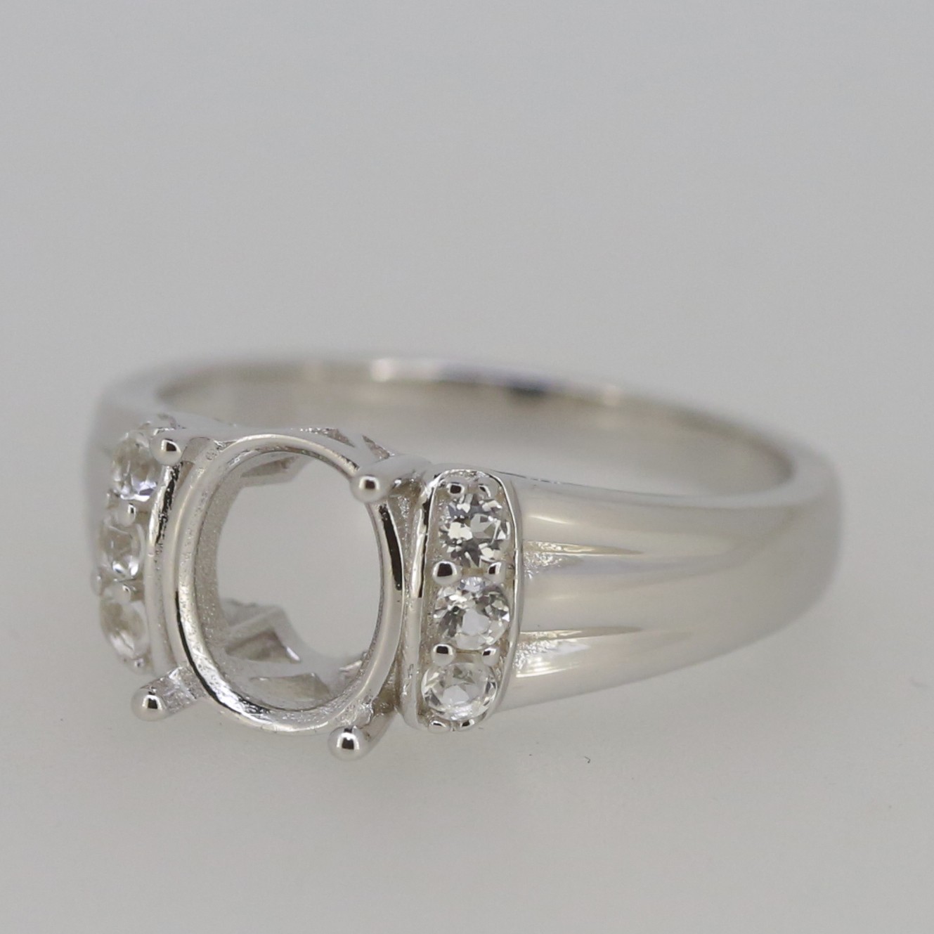 Sterling Silver Semi Mount Ring Setting Oval OV 9x7mm