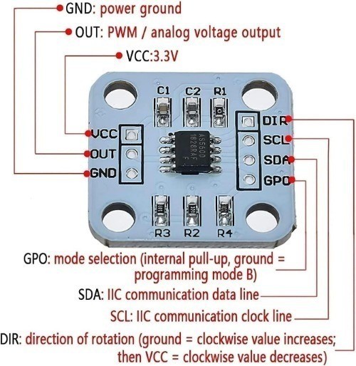 AS5600 12bit Magnetic Encoder Sensor 3.3V High Precision Angle Measurement