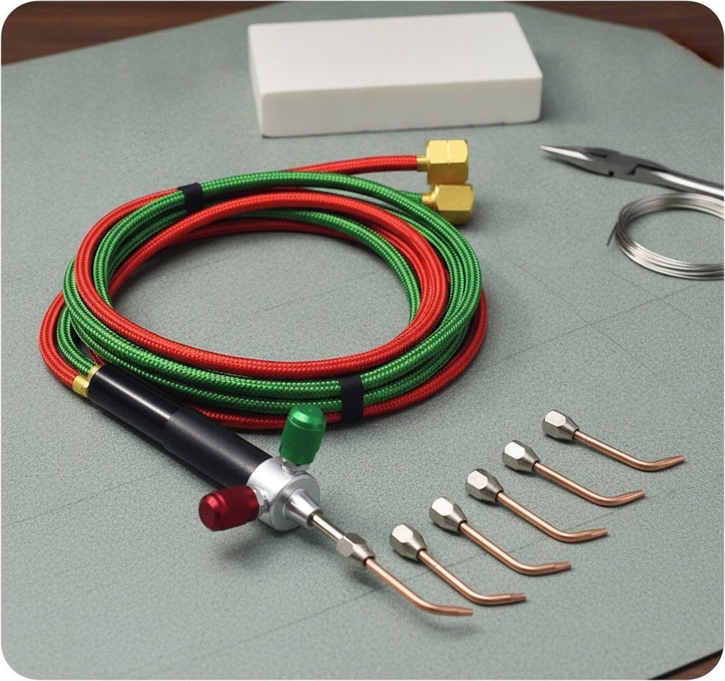 Mini Oxygen Acetylene Torch Kit, 5 Tips, Green Red, Jewelry Repair