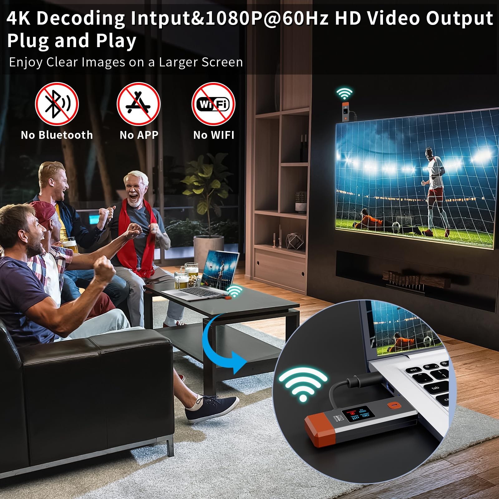 Wireless HDMI Transmitter and Receiver 328ft/100m Extender 4K Decode Input 10...
